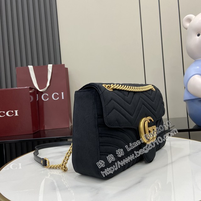 Gucci專櫃古馳最新款Marmont系列絎縫迷你手袋原廠皮鏈條女士挎包 jh2791型號：443496